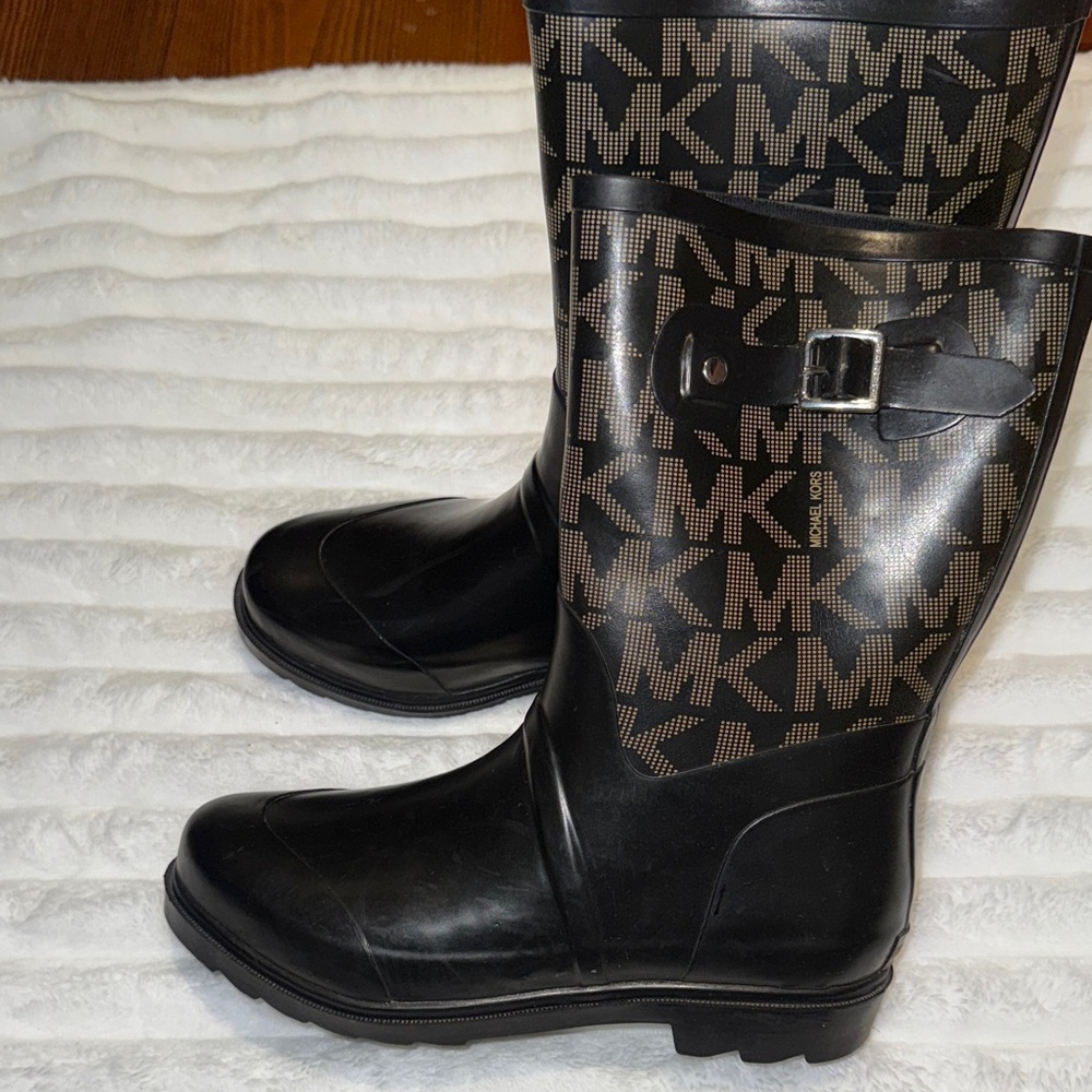Michael Kors Monogram Black and Tan Men's Boots